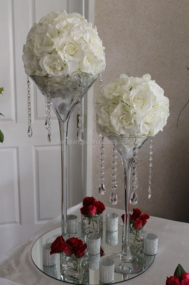 Footed Clear Glass Martini Vases 60/40cm tall Wedding Centrepieces Home Decor 