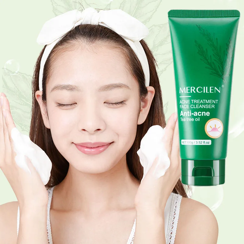 

OEM ODM Skin Care Moisturizing Whitening pore Deeply Cleansning cream Green tea anti acne face wash facial cleanser