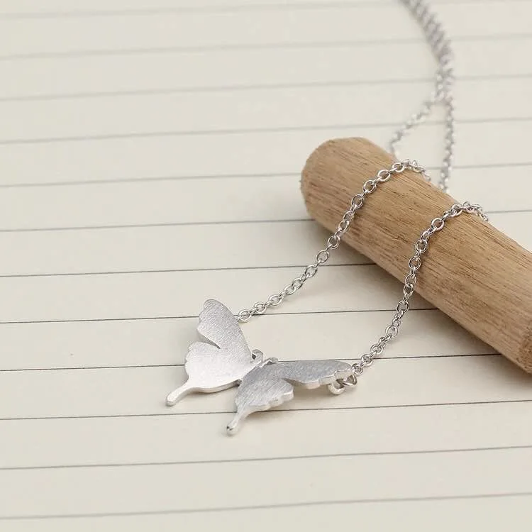 925 Sterling Silver Butterfly Necklaces Pendants for Women Fashion Lady Festival Gift Jewelry