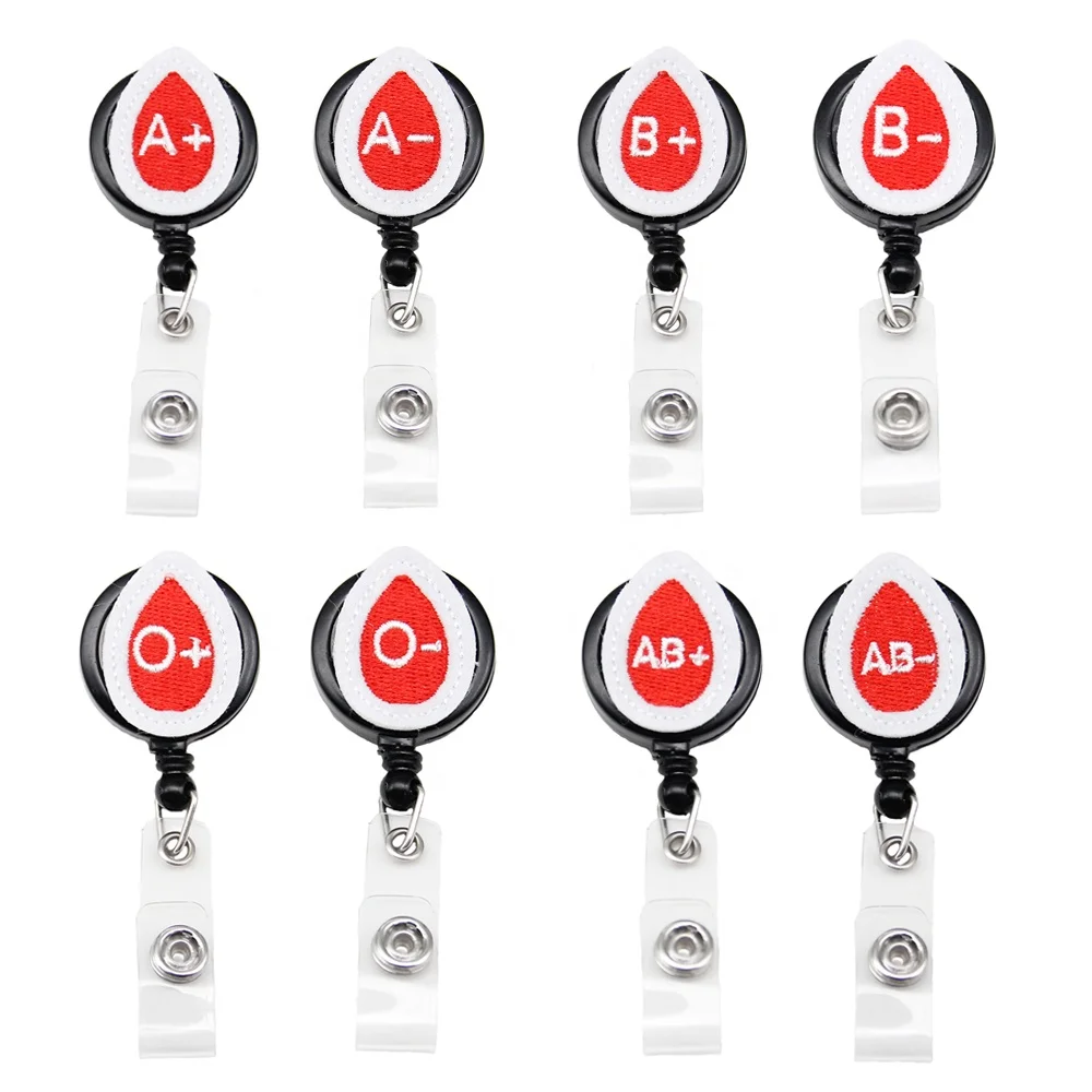 

New Custom Eight Blood Types Retractable Felt Nurse ID Badge Reel For Nurse Accessories, Various, as your choice