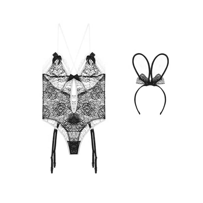 

European American Sexy Tempts rabbit Lace Sexy Onesie Uniform Lingerie Underwear Socks Body Stocking Suit