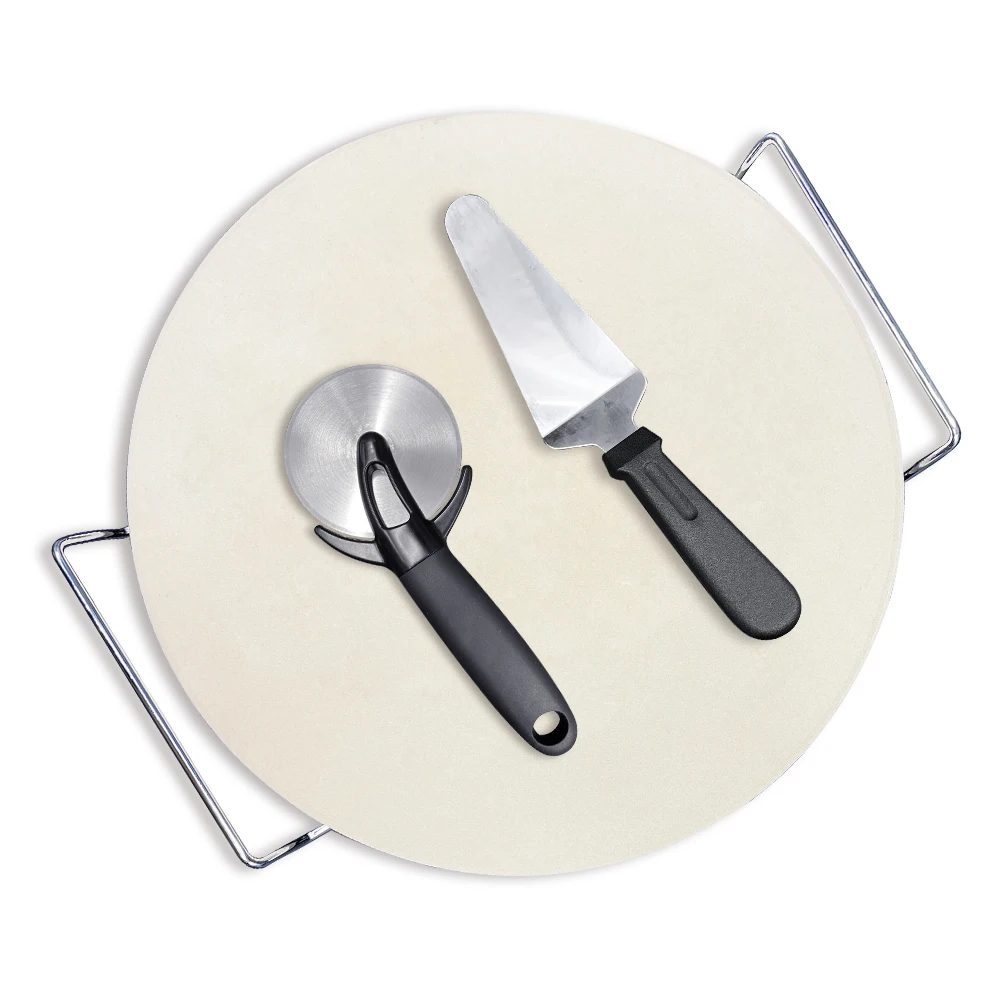 

Hot selling Round Pizza slate Stainless Steel Pizza shovel durable pizza cutter kitchen accessories, Silver