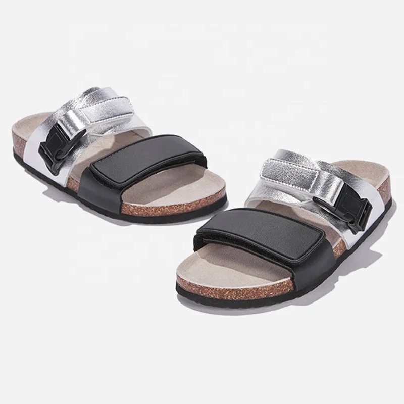 

Summer 2021 Women Fashion Outdoor Slippers Ladies Buckle Straps Slide Sandals with Comfort Arch Support Cork Foot-bed