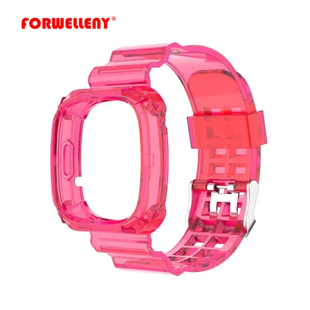 

Silicone Transparent Wrist Sport Strap Watch Band for -Fitbit /Sense Watch High Quality, Transparent white/black/orange/yellow/rose red/green