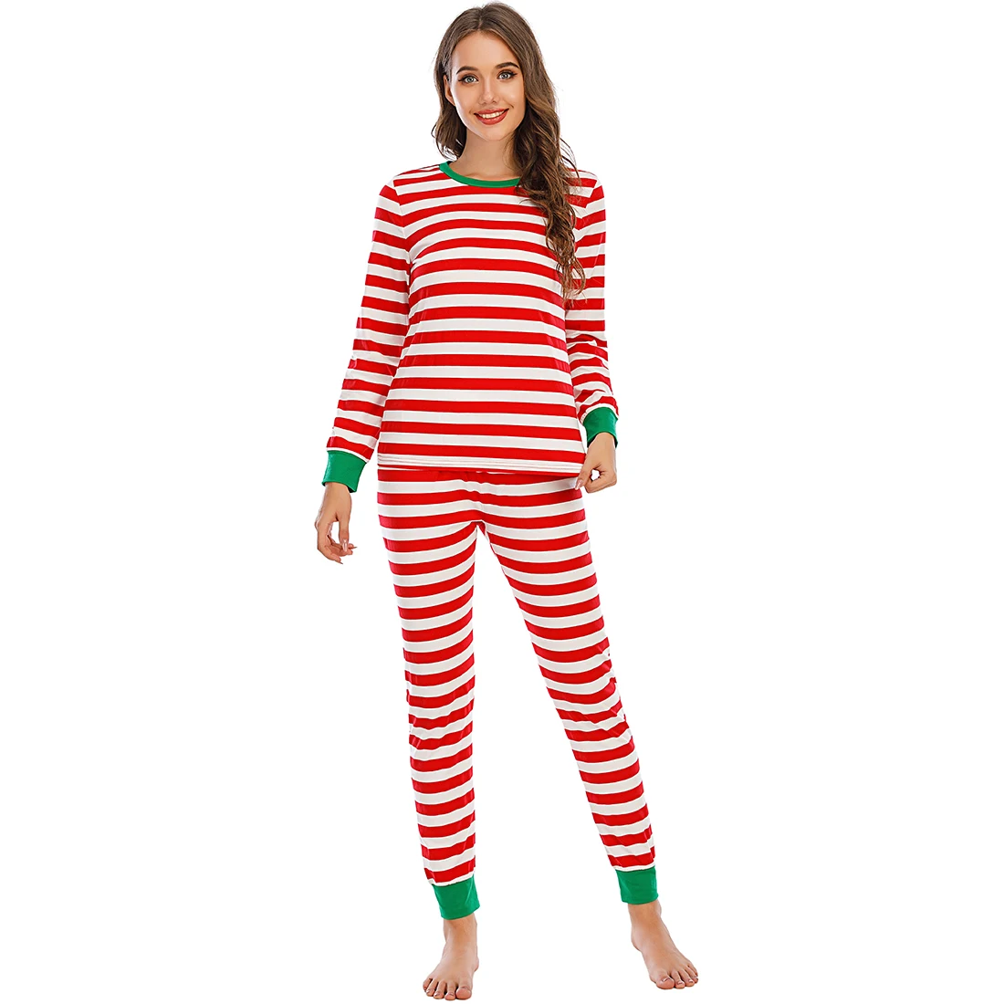 

Christmas Striped Patten Parent-child Christmas family Matching women sleepwear