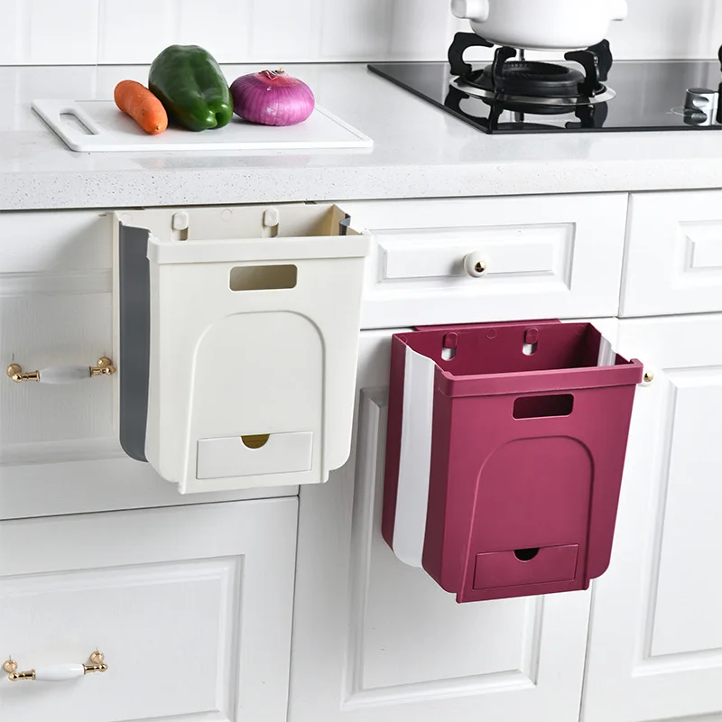 

Folding Trash Can Kitchen Toilet Wall-mounted Trash Can Household Living Room Bathroom Creative New Trash Can