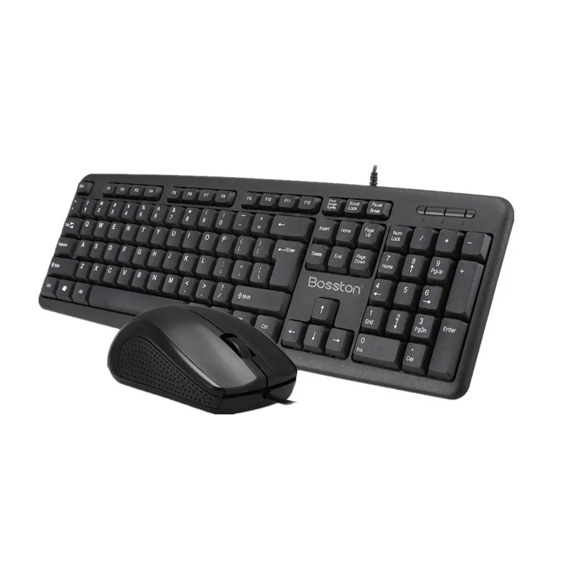 

D5200 BOSSTON cheaper keyboard and mouse set usb Black wired Keyboard Mouse Combos for office home