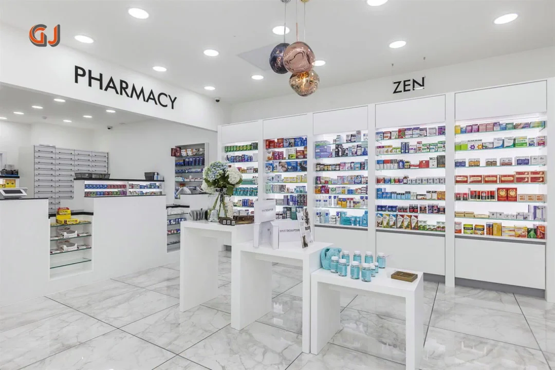 Modern Pharmacy Shelves Display Shop Interior Design Pharmacy Products ...