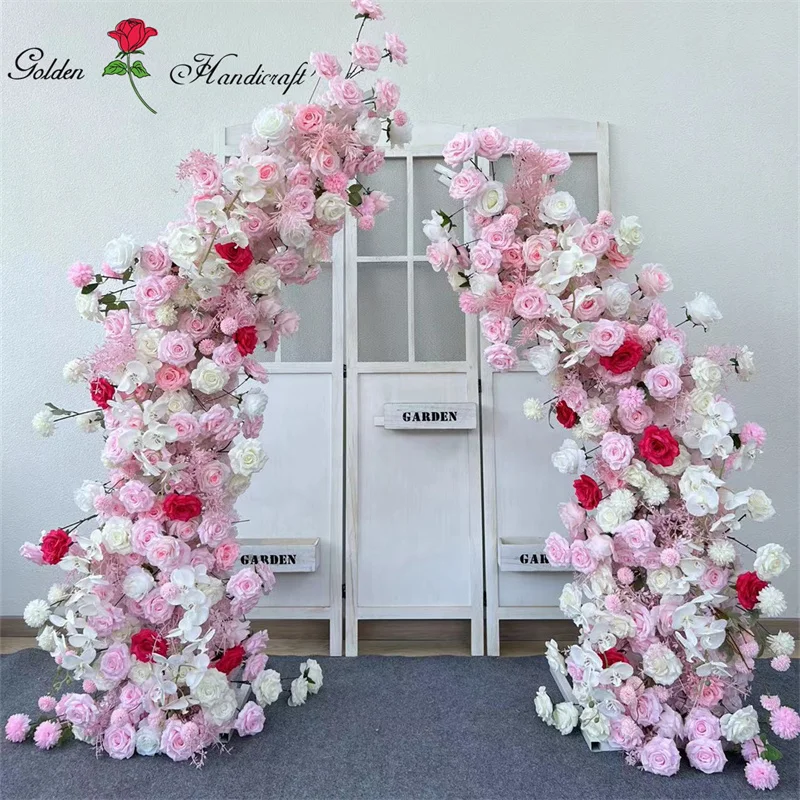 

QSLH Ti330 New Style Giant Horn Shape Flower Runner Wedding Arch Backdrop Flowers Arch For Wedding Entrance Front Door Decor
