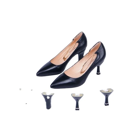 

2021 women's high end fashion simple scene leather for high heels black changeable heel