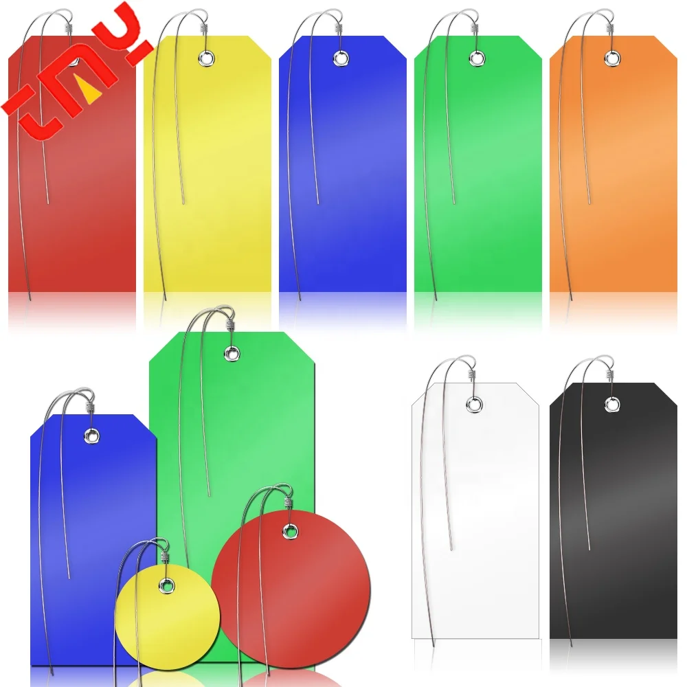 100 Piece 6 1/4 Inch Outdoor Large Warehouse Equipment Shipping Blank Writable Waterproof Packaging Label Plastic Tag with Wire