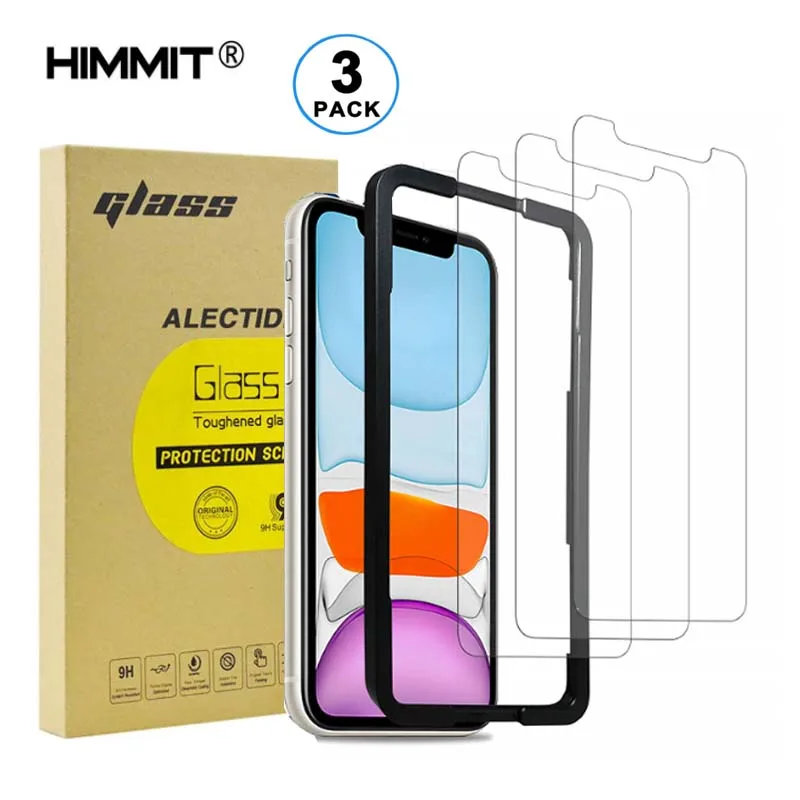 
3 Pack with install tool For iPhone 11 screen protector for iPhone11pro max tempered glass for iphone X Amazon hot sale 