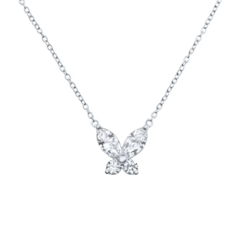 

Classic Design Jewelry 925 Sterling Silver Quality Glass Four Leaf Clover Necklace Women