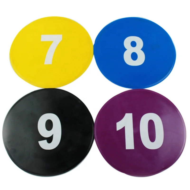 

Football Yard Marker Speed and Agility Training Set Flat Disc Anti Slip PVC Circles for Sports Drills and Training School Teach, Red, blue, black, yellow, purple, orange or custom