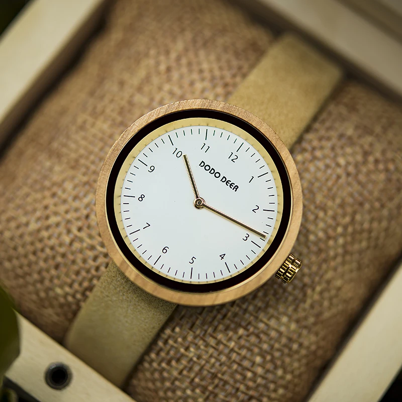 Vintage Charm Fashion Antique Wooden Leather Strap Watch Pointer Dial MIYOTA Movement Private Label Women's Luxury Surprise Gift