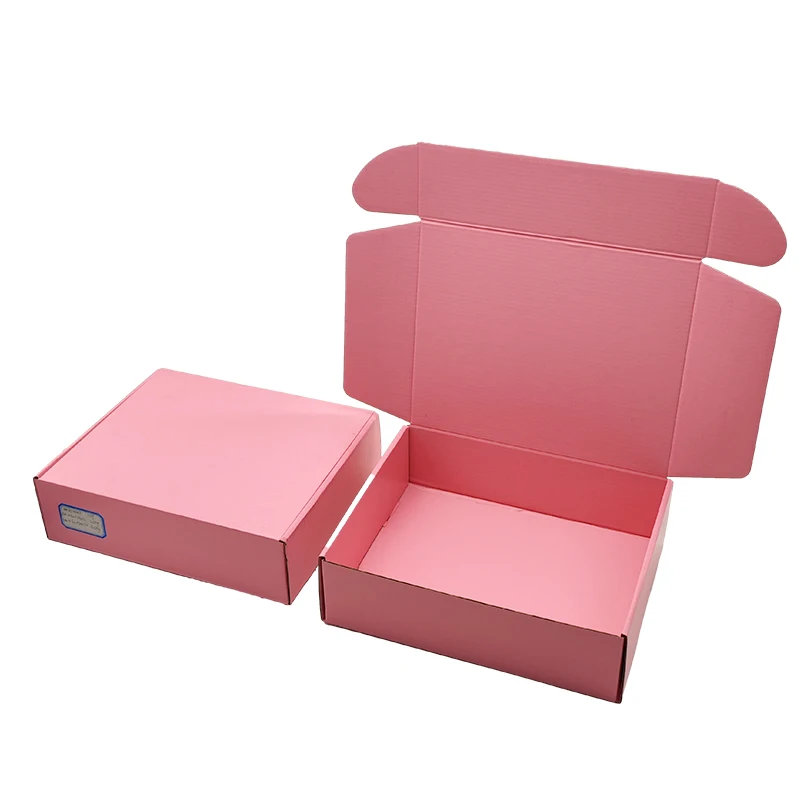 

25x15x4cm Recycled E Commerce Corrugated Pink Kraft Skincare Stickers Shipping Emballage Colis En Papier Boxes For Shipping