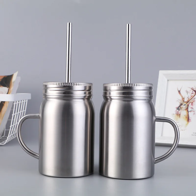 

Wholesale Custom Stainless Steel  16 Oz Mason Jars With Straw Lids Mug Tumbler Cup Coffee, Customized available