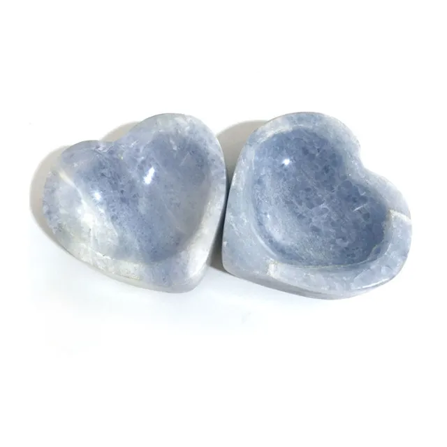 

Wholesale hand carved gemstone healing crystals natural sky blue celestite heart shaped bowl for Home decoration