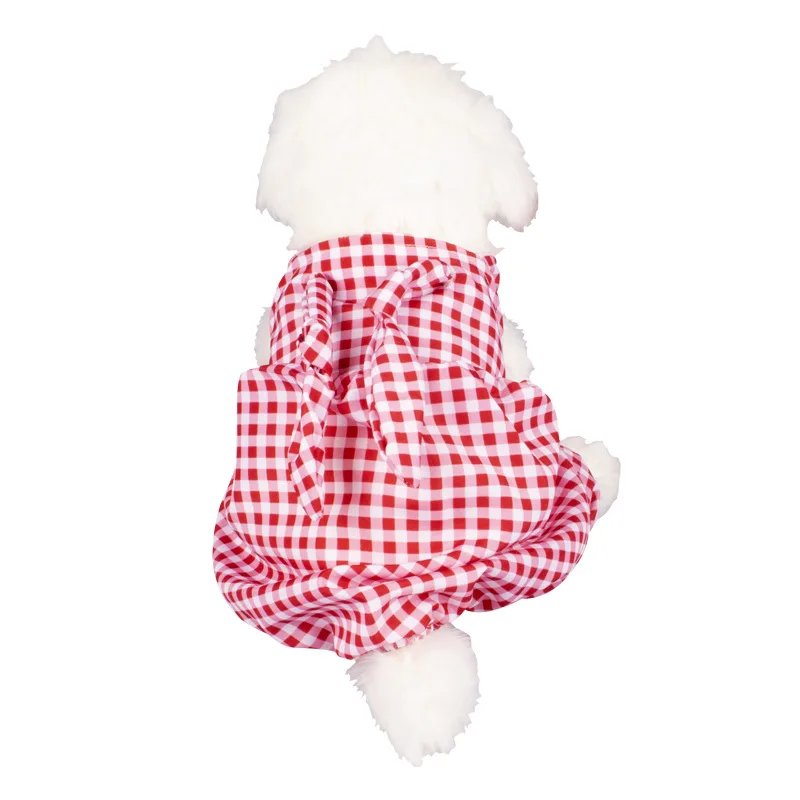 

Custom Wholesale Pet Puppy Apparel New Summer Cute Cat Puppy Clothes Plaid Dress, 2 colors