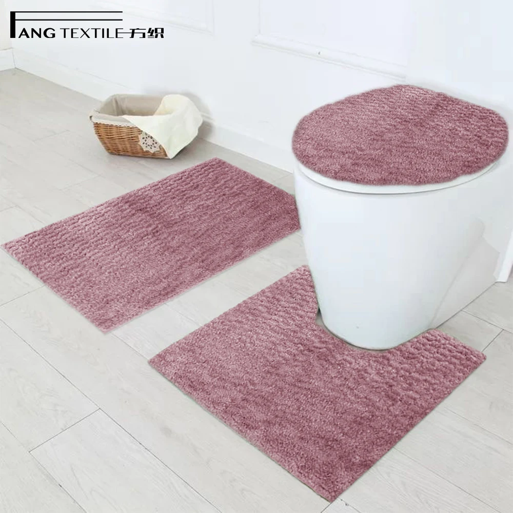 

Microfiber Polyester Soft 3 Piece Set Bathroom Shower Bath Mats