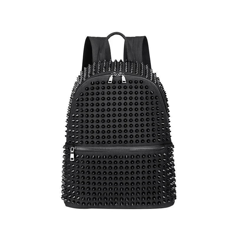 

Black Canvas Stylish Allover Studded Rivet Backpack for Women