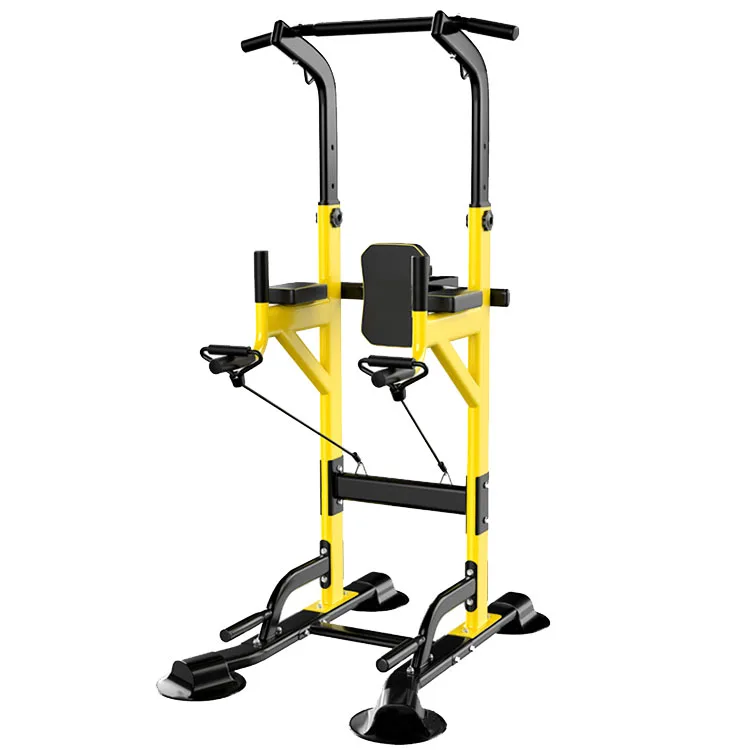 

Adjustable Power Tower Multi Function Free Standing Pull up Bar Dip Station For Strength Training Power Tower Gym Equipment, Black, yellow