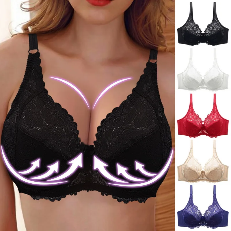 

High Quality Wholesale Gathered Push Up Lingerie Embroidery Lace Bra Underwire Large Size Bra