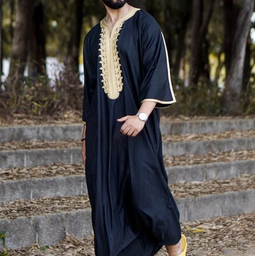 

Hot style robe muslin Arab Middle East short sleeved plain islamic men clothing arab thobe, 1colors