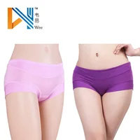 

comfortable pure color bamboo fiber womens boxer briefs panty with mid waist