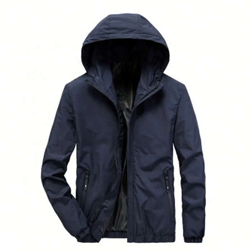 

Designer Spring Casual Hooded Sports Men's Jackets, Gray/black/dark blue