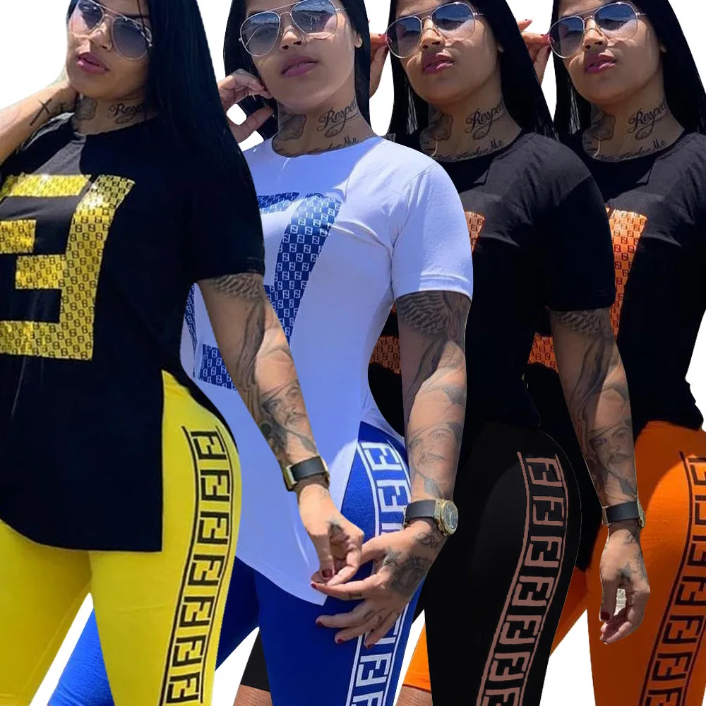 

PH-20637 2019 Women Clothing Half Zipper Crop Top short Sleeve Two Pieces Pant Set