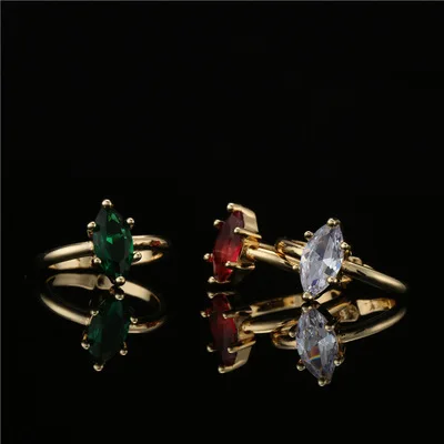 

2021 Newest Multi Color Crystal Engagement Ring 18K Gold Plated Zircon CZ Oval Finger Rings For Women Girls Wedding