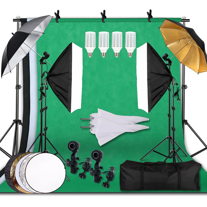 

2*3m Backdrop Support System Photography Video Lighting Accessories Set Umbrella Softbox Photo Studio Light Kit for Shooting