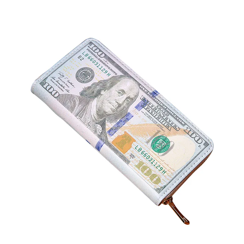 

Men And Women Retro Fashion Creative Dollar Pattern Long Student Multi Card Single Zipper Large Capacity PU Wallet