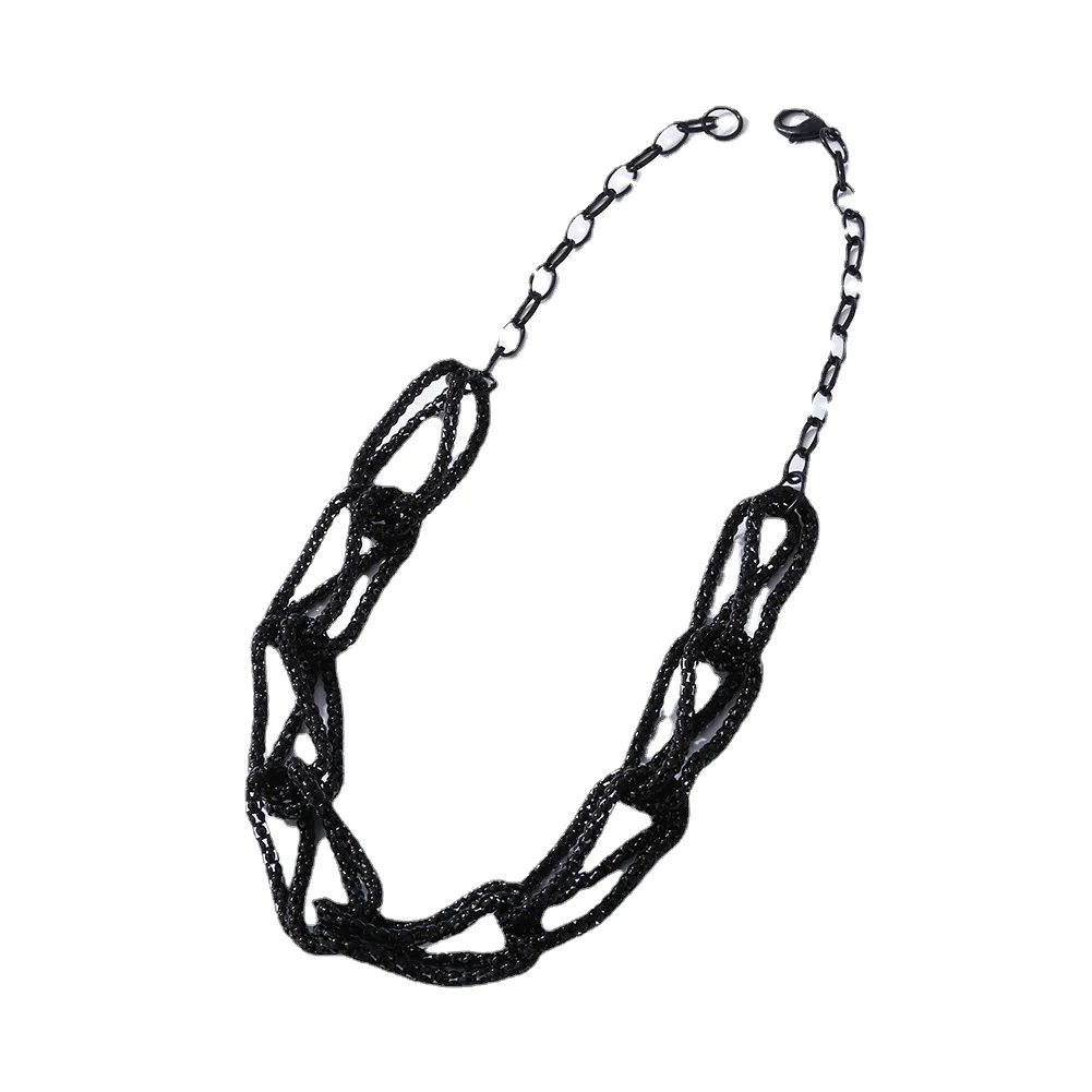 

Multilayer Metal Chain Necklace Hollow Matte Retro Hip Hop Necklace For Women, As shown in the picture