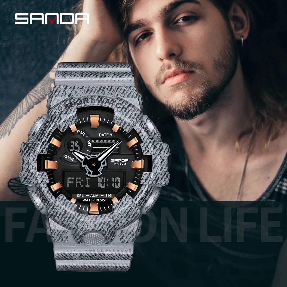 

SANDA Sports Men's Watches Top Brand Luxury Military Quartz Watch for Men Waterproof S Shock Wristwatches relogio masculino 700