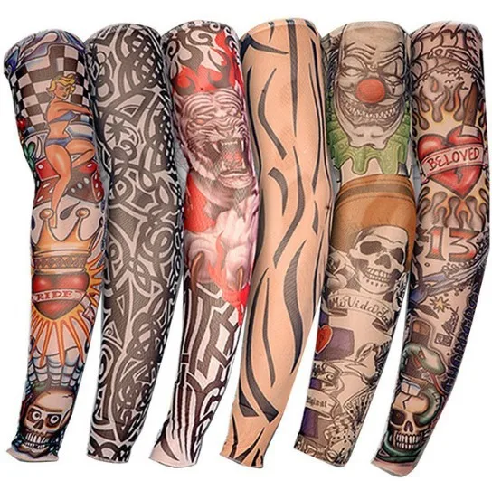 

Arm Sleeves Arts Fake Slip on Arm Sunscreen Sleeves Body Art Stockings Protector -Designs Tribal, Tiger,Unisex Stretchable, Picture shows