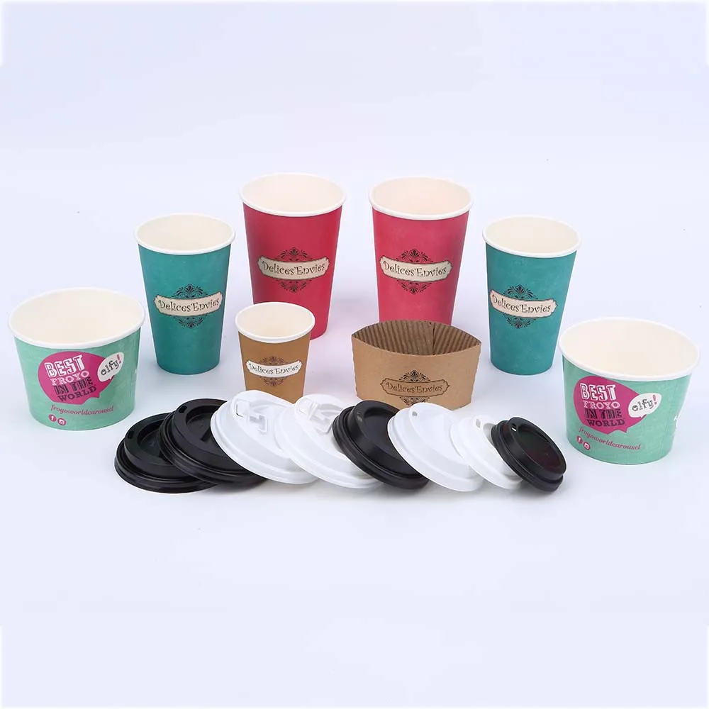 

Hot paper cup customized coffee cup with logo and lid