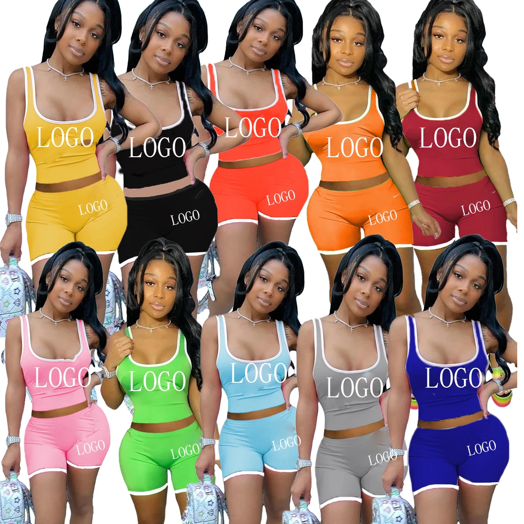 

Summer trendy 2 piece sets women latest design vest 2 piece set women 5 colors