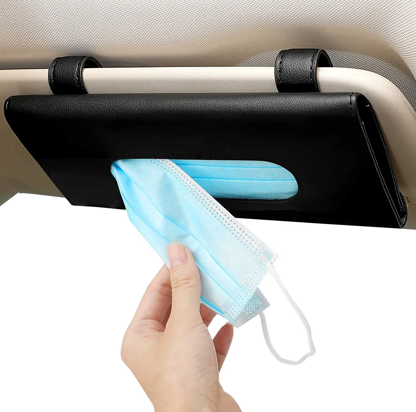 

Leather car tissue box napkin holder sun visor suspension storage box rear seat suspension paper holder