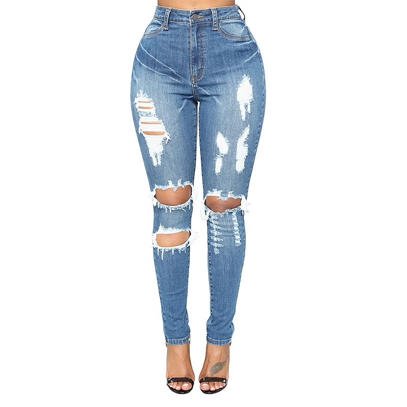 

Custom Women Jeans Slim Denim Distressed Skinny Jeans, Customized