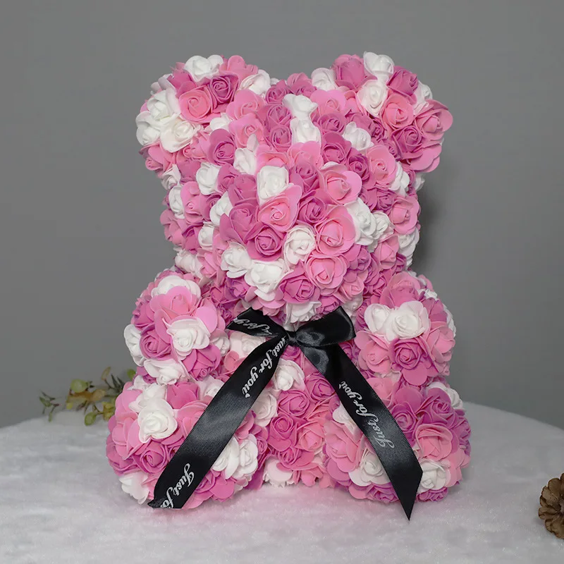 

2024 best selling wholesale valentines day gift for girlfriend artificial flower rose bear