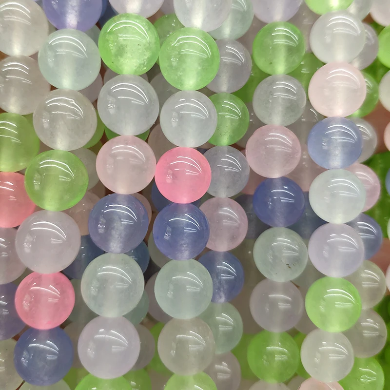 

High quality light mix colors jade stone round beads loose gemstone beads for jewelry making (YSA035)