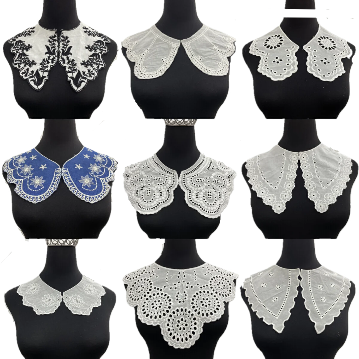 

Customizated Embroidery Neck lace Applique Sew-on Lace Collar Applique for clothing, White or as customer resquest