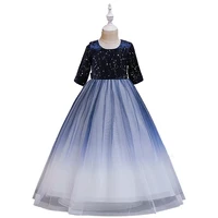 

2020 New Arrival Kids Star Pattern Gradient Color Elegant Evening Girls Dresses 9637