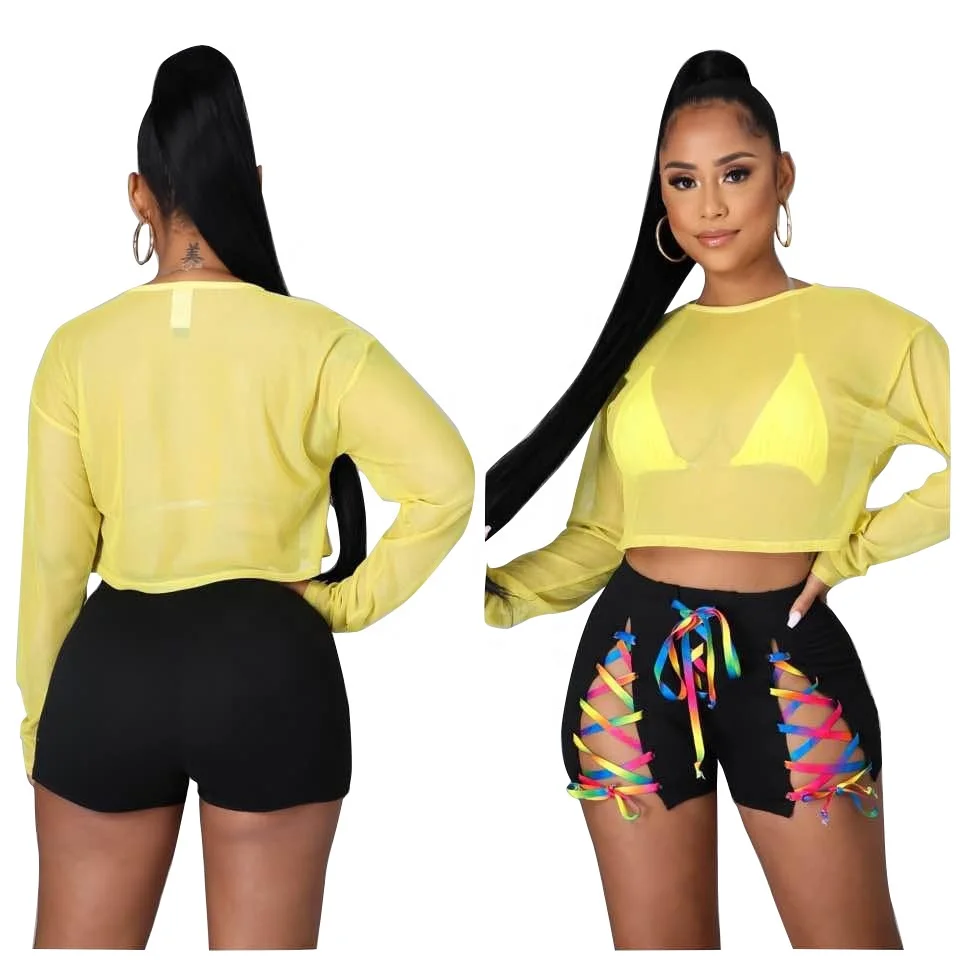 

AI52-8089 4 colors Women's fashion summer strap casual shorts loose beach pants