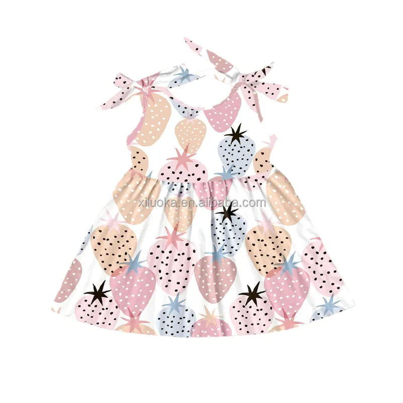 

New Design Baby Girl Fashion Boutique Clothes Strawberry Print Kids Summer Dress
