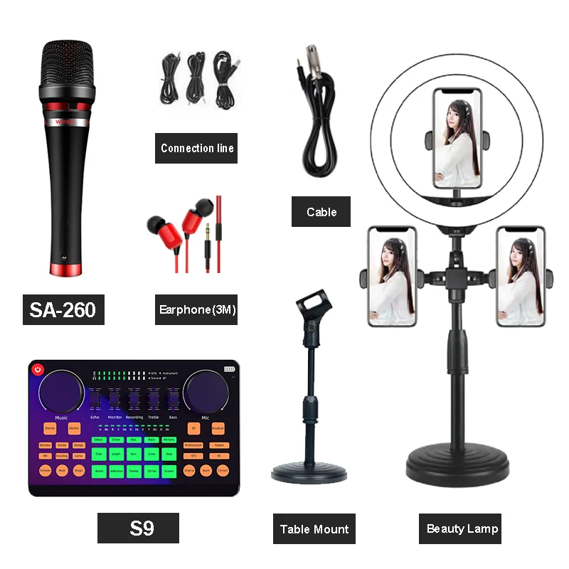 

Professional Microphone With usb Audio Interface Streaming for Studio Condenser Microphone with audio mixer, Black