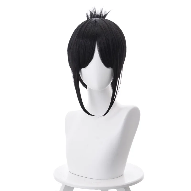 

Black Shoulder-length Hair Center Bangs Anime Comic Exhibition Cosplay Hair High Temperature Silk COS Wig, Black color