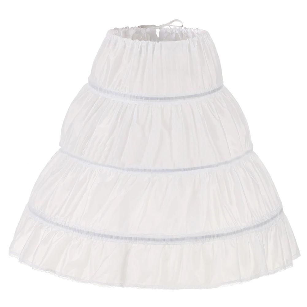 

kids gown Wholesale skirts petticoat dress 3 hoops Flower girl Dancer underskirt crinoline wire tubular jupon, White